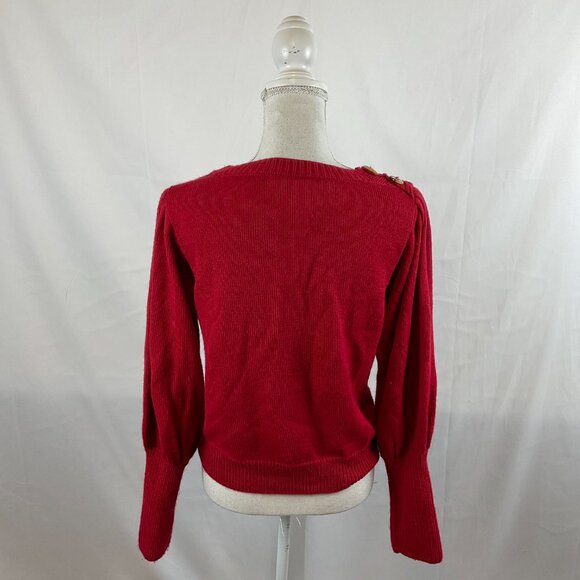 Stella Pardo Sweater S Red Leg of Mutton Sleeve Button Details - Picture 8 of 13